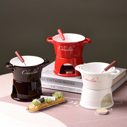 Keramik Schokoladen-Fondue Becher – Mini Schoko-Schmelzer für Zuhause (280 ml)