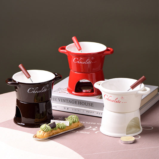 Keramik Schokoladen-Fondue Becher – Mini Schoko-Schmelzer für Zuhause (280 ml)