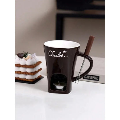 Keramik Schokoladen-Fondue Becher – Mini Schoko-Schmelzer für Zuhause (280 ml)