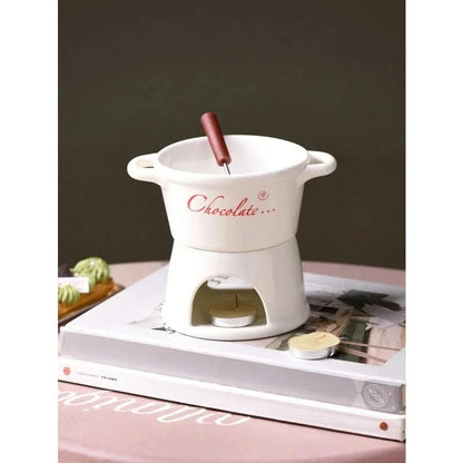 Keramik Schokoladen-Fondue Becher – Mini Schoko-Schmelzer für Zuhause (280 ml)