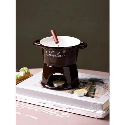Keramik Schokoladen-Fondue Becher – Mini Schoko-Schmelzer für Zuhause (280 ml)